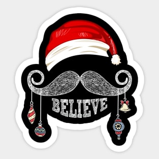 Believe Christmas Santa Mustache with Ornaments Sticker